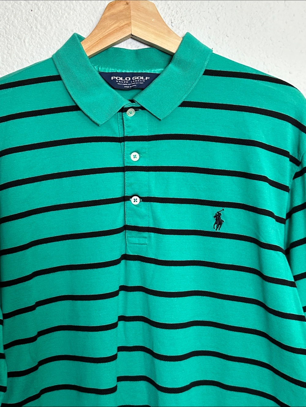 Polo Golf Ralph Lauren Polo Shirt Mens Large Green Stripe Short Sleeve